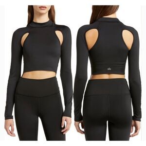 Alo Yoga Black Airlift Infinity Long Sleeve Cutout Crop Top Women's Size XS NWT